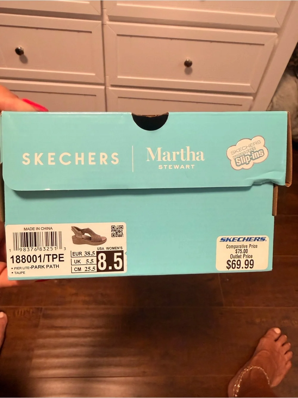 NWT Martha Stewart for Skechers Women’s Knit Slip-On Wedge Sandals - Taupe